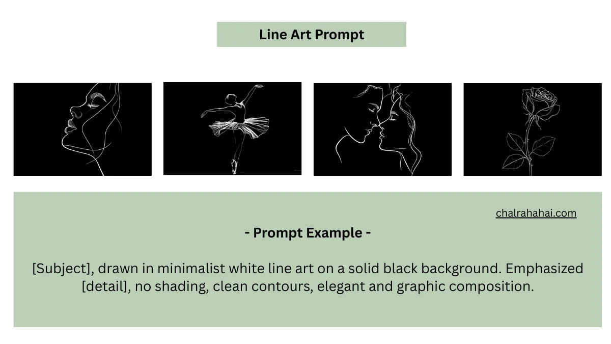 Line Art, AI Line Art Prompt, Minimalist Drawing AI, Black & White Line Art