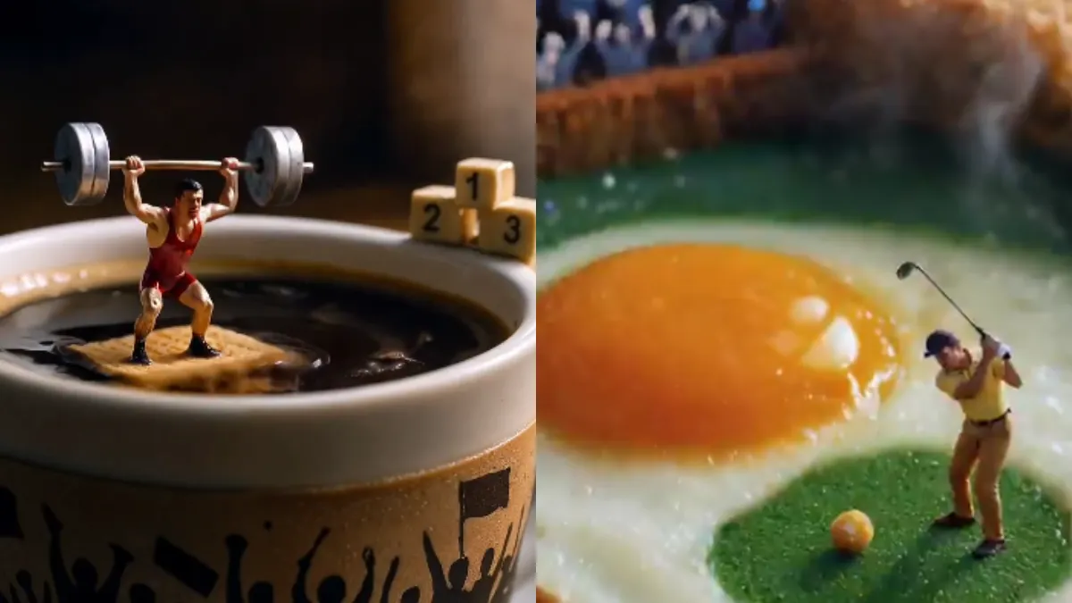 Miniature Food Art, AI Generated Video, Viral Food Sports Video, Miniature Video Trend, AI Creativity in 2025,