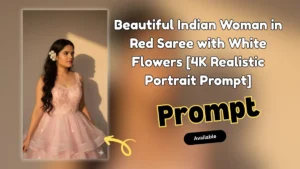 Realistic 4K Portrait Prompt – Red Saree & White Flowers Look