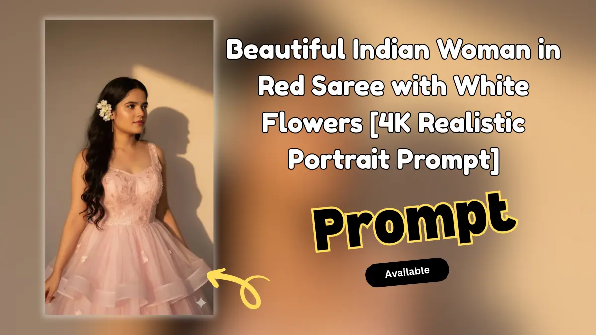 AI Portrait Prompt, Realistic Saree Portrait, 4K HD Woman Portrait, Red Saree Aesthetic, Indian Woman Photography Prompt