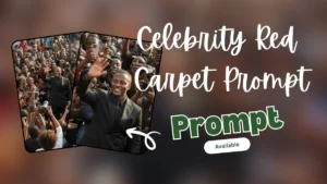 Celebrity Red Carpet Prompt – Black Suit, Excited Crowd & Flashing Cameras