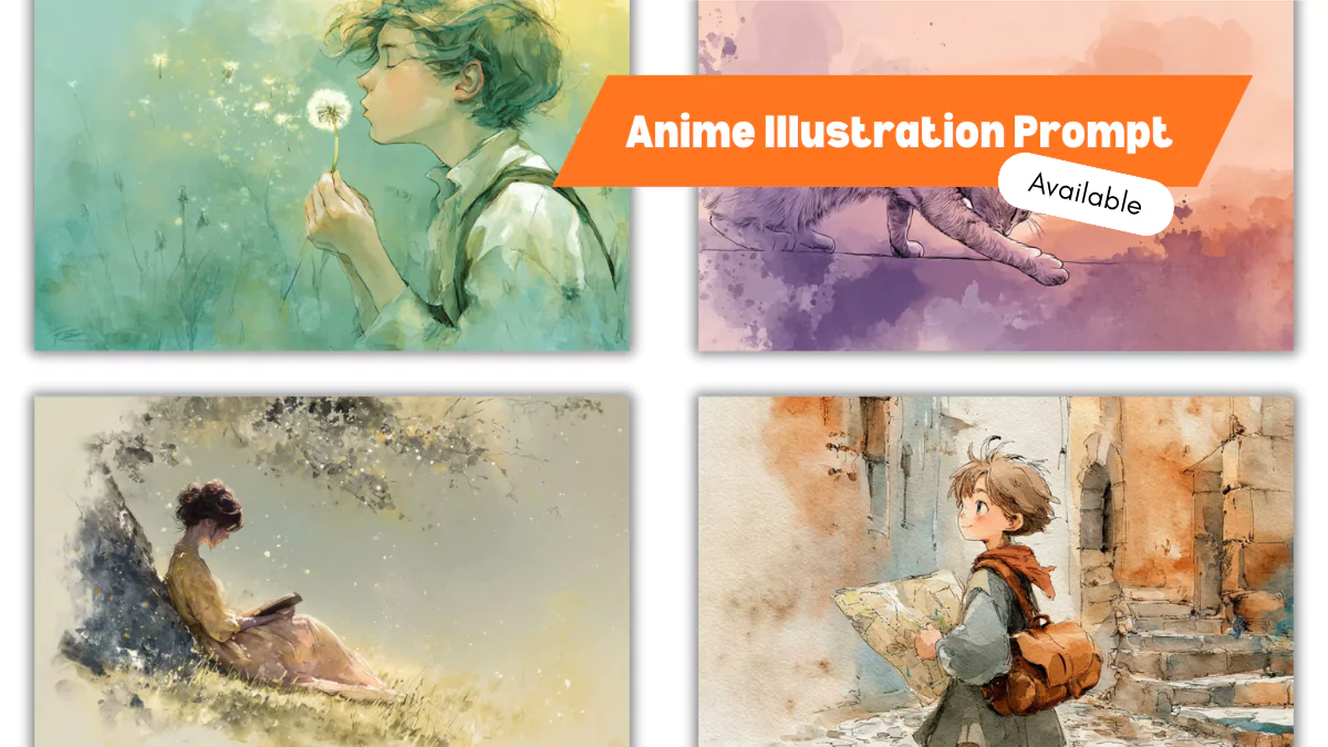 Anime Illustration Prompt, AI Illustration, Anime Style Prompt, Watercolor Art, 2D Animation, Emotional Drawing