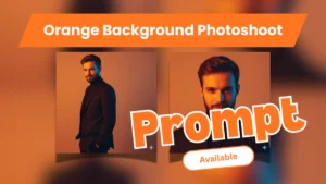 Cinematic Editorial Portrait Prompt – Black Suit & Orange Studio Look