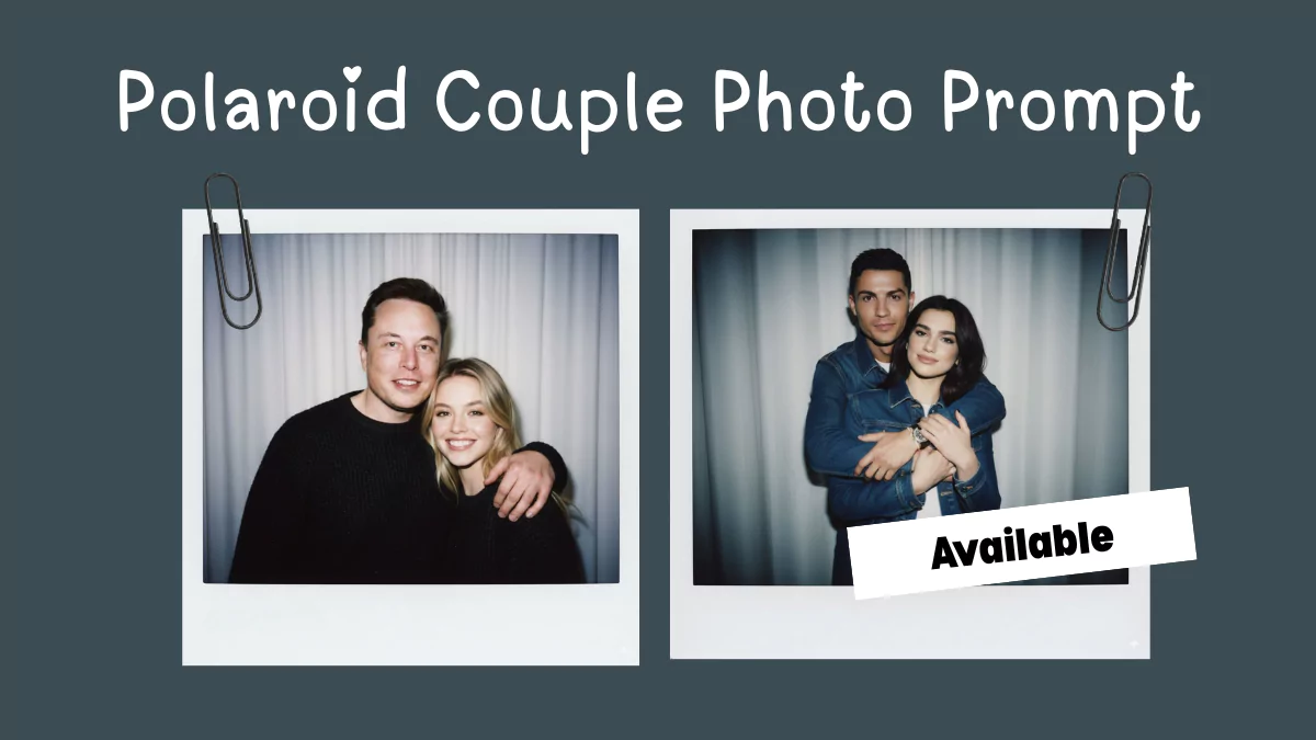 Polaroid Couple Photo Prompt, Polaroid Photography, Gemini AI Prompt, Couple Portrait, Retro Photo Style, AI Generated Photo
