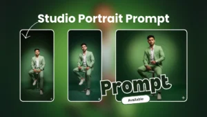 Studio Portrait Prompt – Green Blazer & Fashion Photoshoot Style