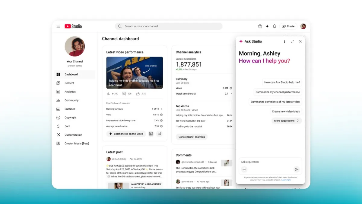 यूट्यूब आस्क स्टूडियो टूल फीचर्स, youtube ask studio tool, youtube ai features