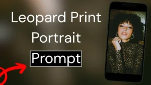 Leopard Print Portrait Prompt, Exotic Model AI Portrait, Vogue Style Close-Up, Camouflage Effect Portrait, AI Fashion Photography Prompt