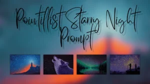 Pointillism Prompt, Starry Night AI, Night Sky Art, AI Art Prompt, Pointillist Style Design
