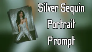 Silver Sequin Portrait Prompt, AI Fashion Photoshoot, Indian Woman Portrait, Full Body Studio Shot Prompt, Glamorous AI Portrait Photography