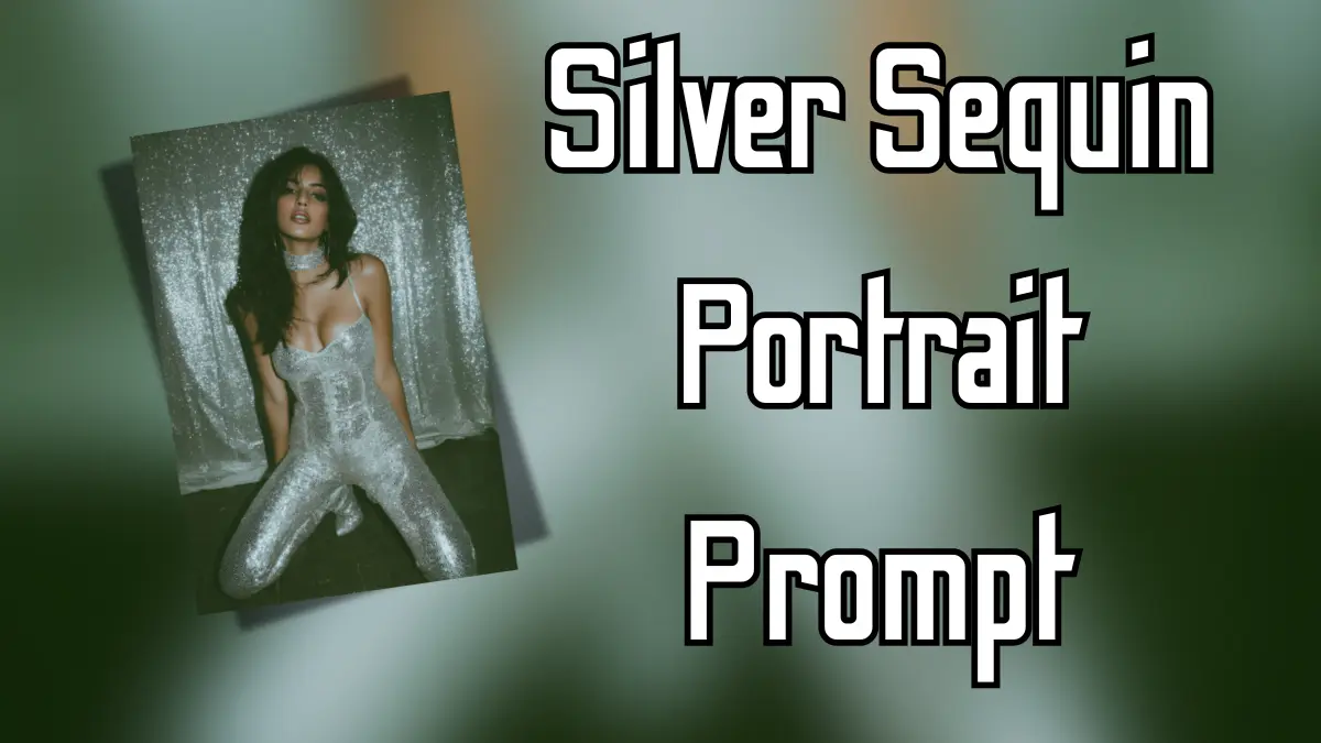 Silver Sequin Portrait Prompt, AI Fashion Photoshoot, Indian Woman Portrait, Full Body Studio Shot Prompt, Glamorous AI Portrait Photography