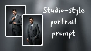 Studio Portrait Prompt, AI Editorial Photography, Cinematic Suit Portrait, High-End Magazine Shoot, AI Fashion Photography