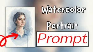 Watercolor Portrait Prompt – Indigo & Peach Hand-Painted Style