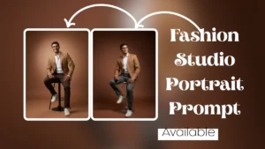 Fashion Studio Portrait Prompt – Brown Blazer & Spotlight Look