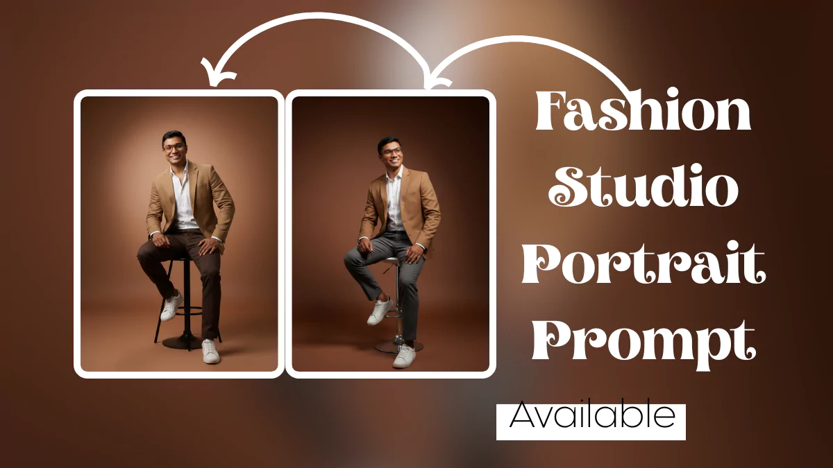 Fashion Portrait Prompt, AI Studio Photoshoot, Brown Blazer Look, Spotlight Photography, Editorial Fashion Portrait, HD Fashion Shoot