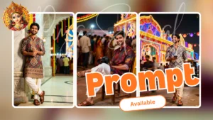 Festive Season AI Prompt – Durga Puja Cinematic Portrait in Designer Kurta
