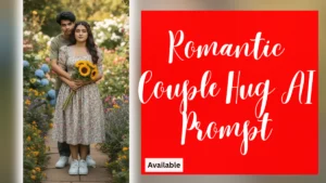 Romantic Couple AI Prompt – Boy Hugging Girl from Behind in Garden