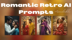 Romantic Retro AI Prompts Collection – Saree, Kurta & 90s Cinematic Vibes