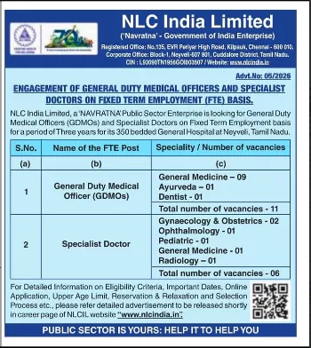 NLC India Limited Recruitment 2026